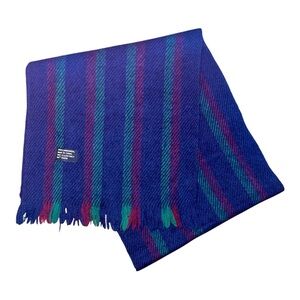 Lambswool holiday scarf blue green red striped winter accessory festive preppy